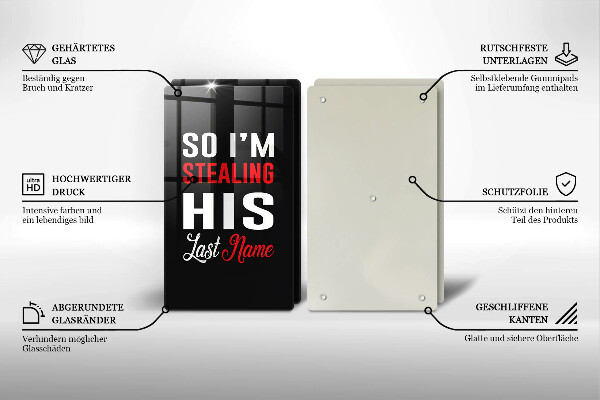 Tagliere in vetro temperato Iscrizione frase modello