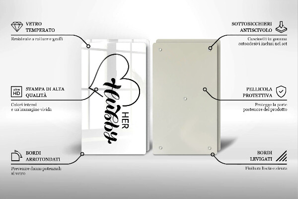 Tagliere in vetro temperato Iscrizione frase modello