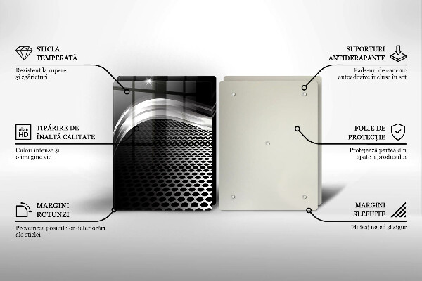 Tagliere in vetro temperato Struttura in metallo