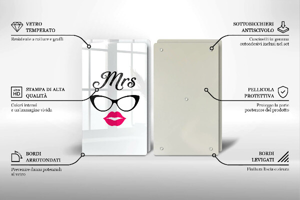 Tagliere in vetro temperato Mrs Mr