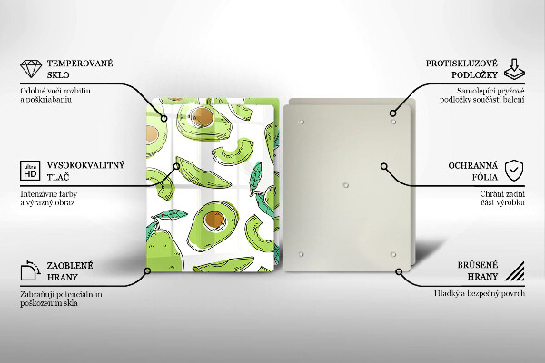 Tagliere in vetro temperato Avocado e pera