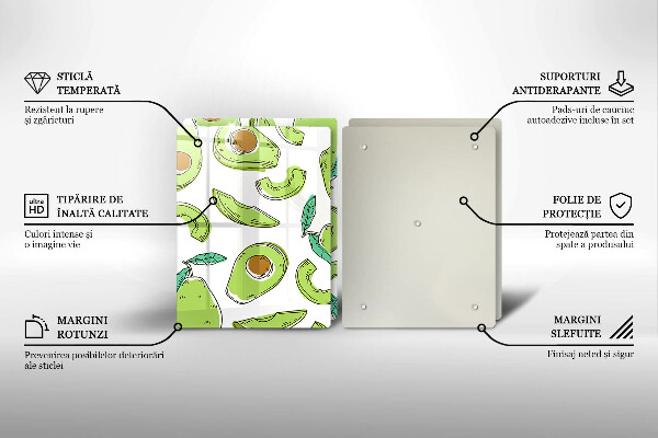 Tagliere in vetro temperato Avocado e pera