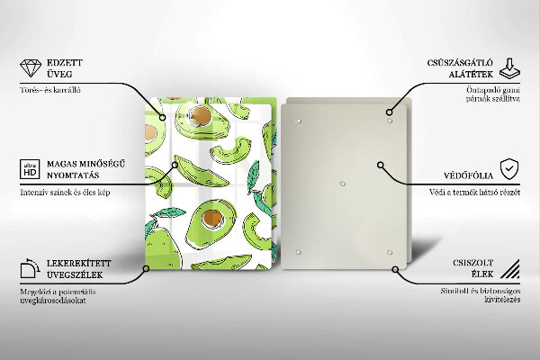 Tagliere in vetro temperato Avocado e pera