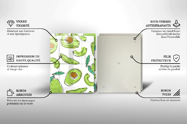 Tagliere in vetro temperato Avocado e pera