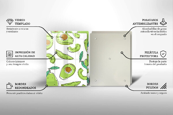 Tagliere in vetro temperato Avocado e pera