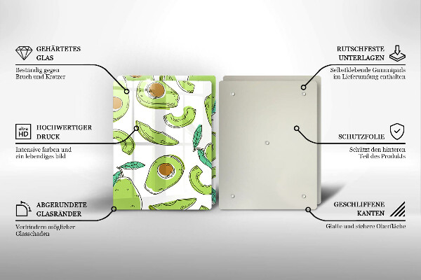 Tagliere in vetro temperato Avocado e pera