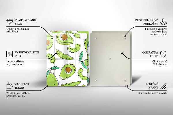 Tagliere in vetro temperato Avocado e pera