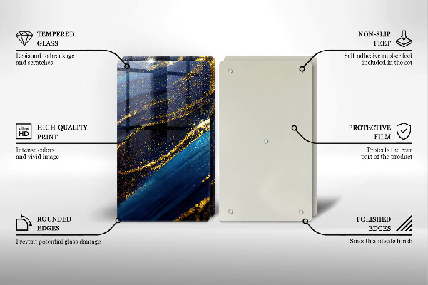 Tagliere in vetro temperato Astrazione blu navy