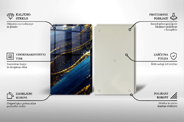 Tagliere in vetro temperato Astrazione blu navy