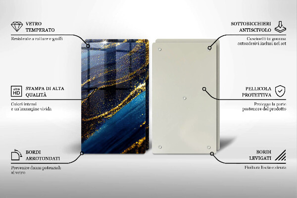 Tagliere in vetro temperato Astrazione blu navy