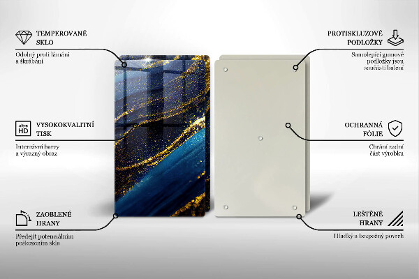 Tagliere in vetro temperato Astrazione blu navy