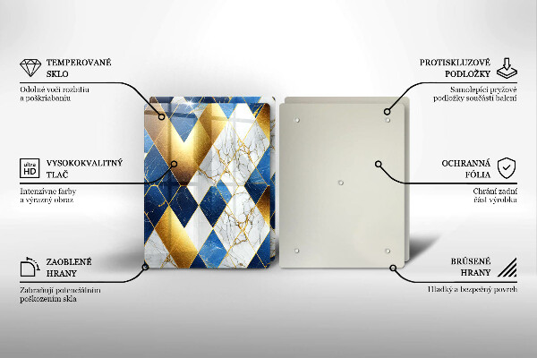 Tagliere in vetro temperato Rombi di marmo dorato