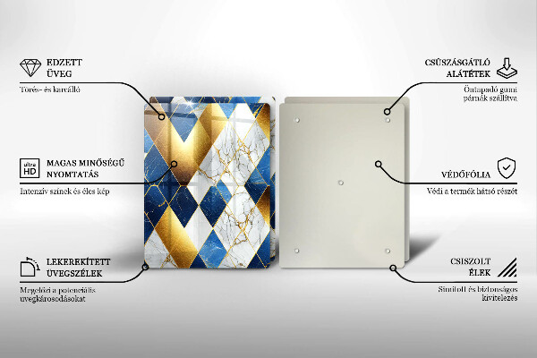 Tagliere in vetro temperato Rombi di marmo dorato