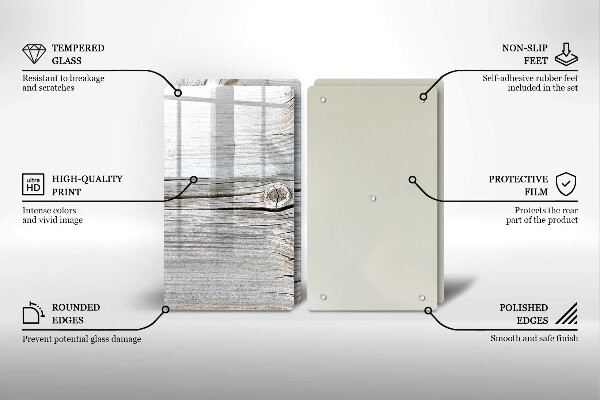 Tagliere in vetro temperato Struttura in legno chiaro