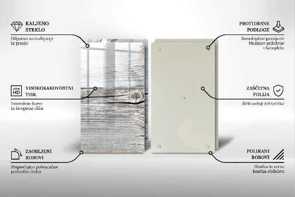 Tagliere in vetro temperato Struttura in legno chiaro