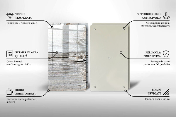 Tagliere in vetro temperato Struttura in legno chiaro