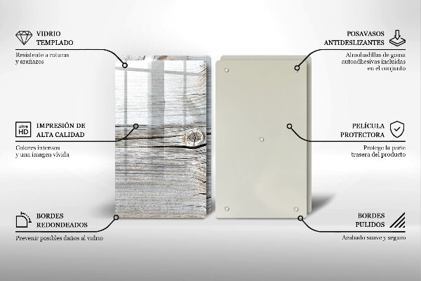 Tagliere in vetro temperato Struttura in legno chiaro