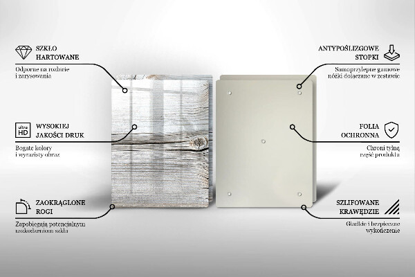 Tagliere in vetro temperato Struttura in legno chiaro