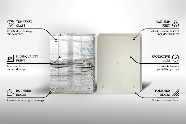 Tagliere in vetro temperato Struttura in legno chiaro