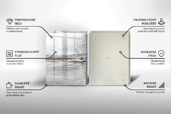 Tagliere in vetro temperato Struttura in legno chiaro