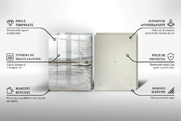 Tagliere in vetro temperato Struttura in legno chiaro