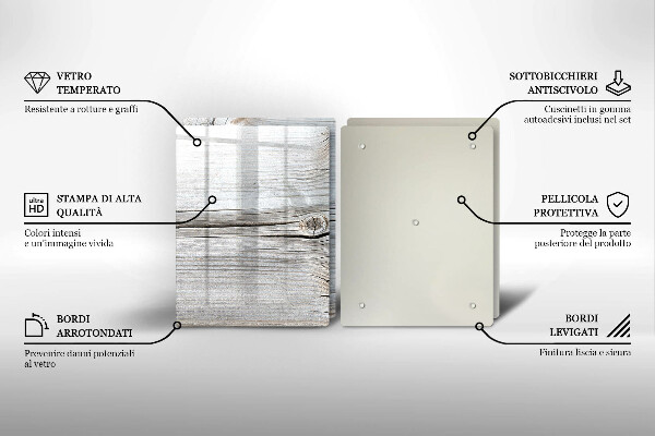 Tagliere in vetro temperato Struttura in legno chiaro
