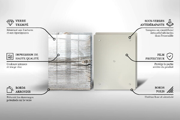 Tagliere in vetro temperato Struttura in legno chiaro