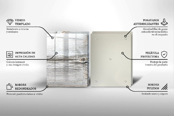 Tagliere in vetro temperato Struttura in legno chiaro