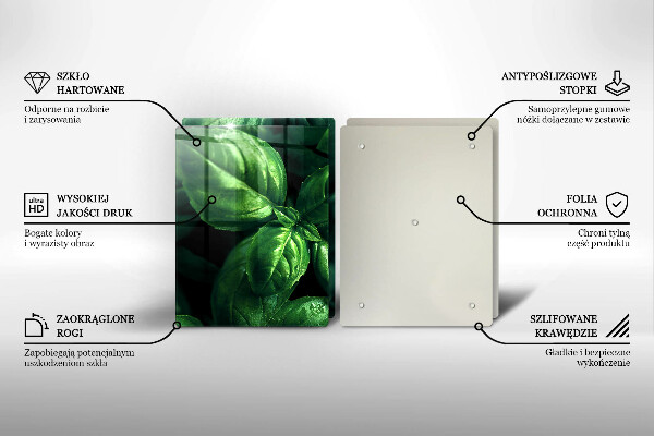 Tagliere in vetro temperato Foglie di basilico