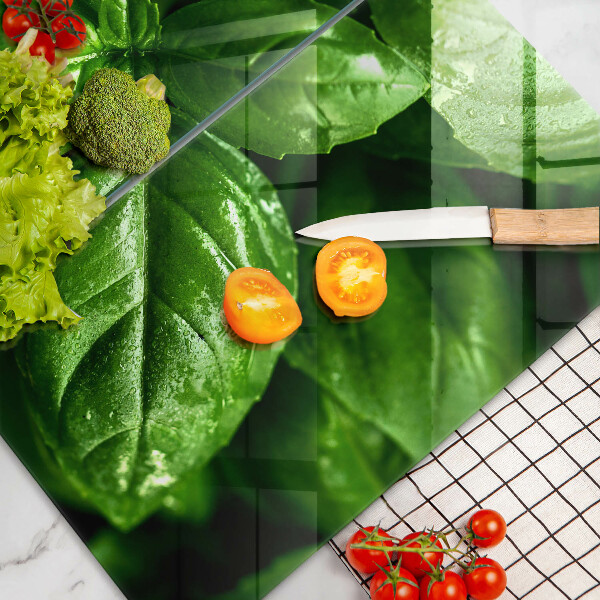 Tagliere in vetro temperato Foglie di basilico