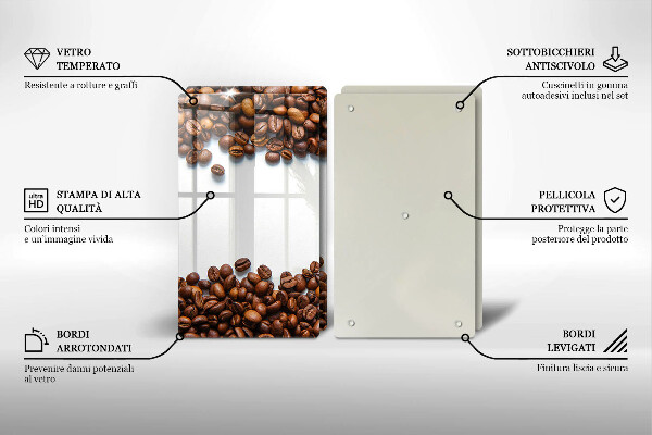Tagliere in vetro temperato Chicchi di caffè