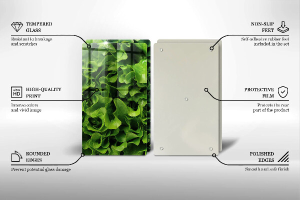 Tagliere in vetro temperato Foglie di lattuga verde