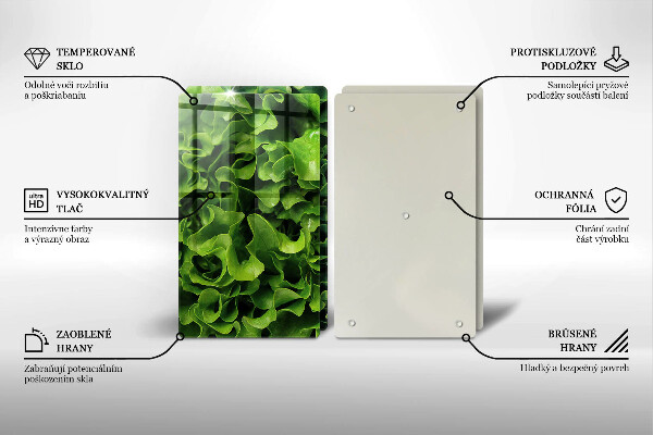 Tagliere in vetro temperato Foglie di lattuga verde