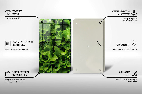 Tagliere in vetro temperato Foglie di lattuga verde