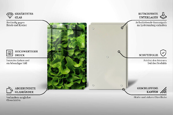 Tagliere in vetro temperato Foglie di lattuga verde