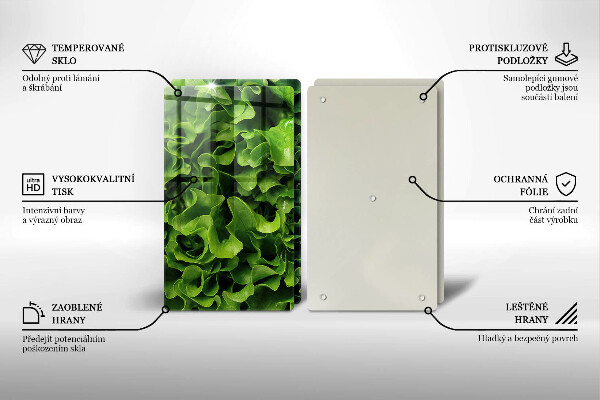 Tagliere in vetro temperato Foglie di lattuga verde