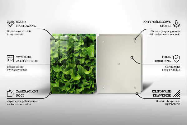 Tagliere in vetro temperato Foglie di lattuga verde