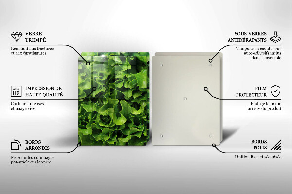 Tagliere in vetro temperato Foglie di lattuga verde