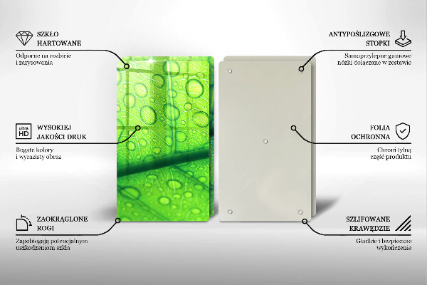 Tagliere in vetro temperato Primo piano di una foglia
