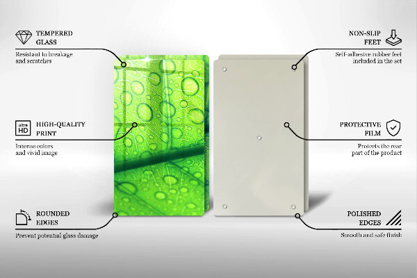 Tagliere in vetro temperato Primo piano di una foglia