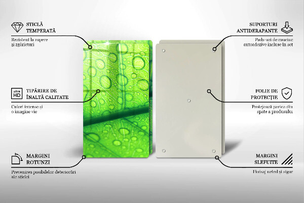 Tagliere in vetro temperato Primo piano di una foglia