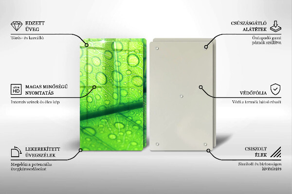 Tagliere in vetro temperato Primo piano di una foglia