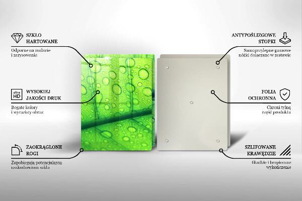 Tagliere in vetro temperato Primo piano di una foglia