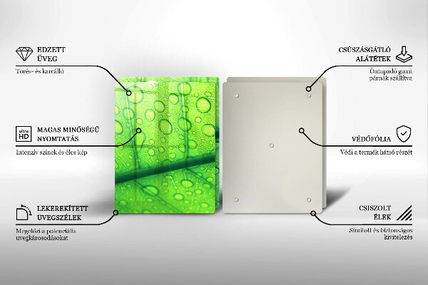Tagliere in vetro temperato Primo piano di una foglia