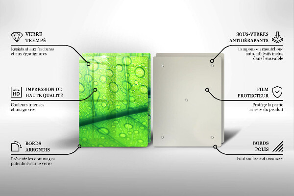 Tagliere in vetro temperato Primo piano di una foglia