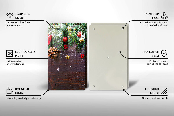 Tagliere in vetro temperato decorazione natalizia