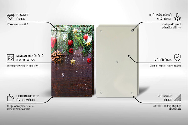 Tagliere in vetro temperato decorazione natalizia