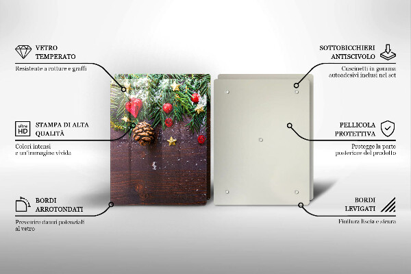 Tagliere in vetro temperato decorazione natalizia