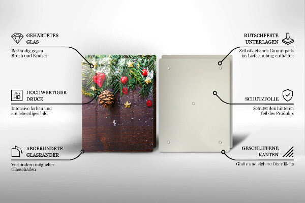 Tagliere in vetro temperato decorazione natalizia