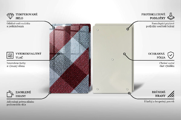 Tagliere in vetro temperato Motivo a quadretti rossi e bianchi